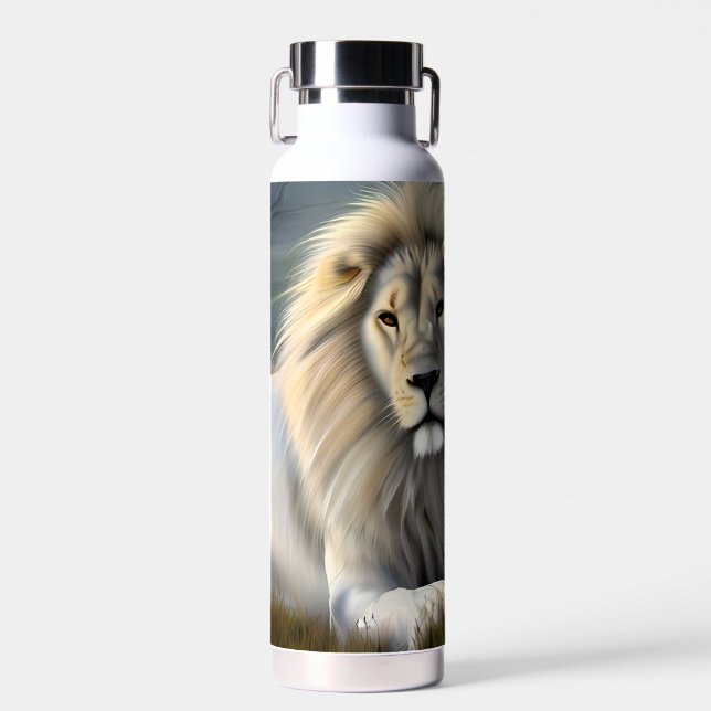 Mystical White Lion AI Art Trinkflasche (Vorne)