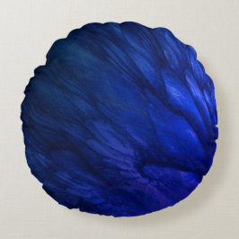 Mystical Wings with Deep Blue Feathers Rundes Kissen