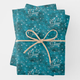 Mystical Winter Blue Silver Snowfloakes lassen es  Geschenkpapier Set