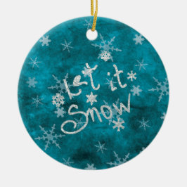 Mystical Winter Blue Silver Snowfloakes lassen es  Keramik Ornament