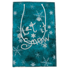 Mystical Winter Blue Silver Snowfloakes lassen es  Mittlere Geschenktüte