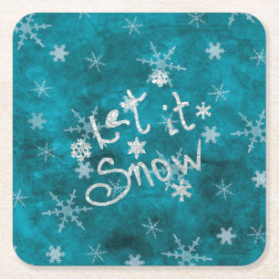 Mystical Winter Blue Silver Snowfloakes lassen es Rechteckiger Pappuntersetzer