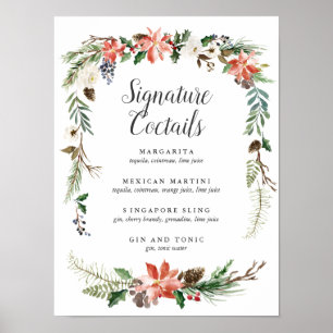 Mystical Winter Signature-Cocktail-Menü-Zeichen Poster