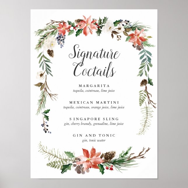 Mystical Winter | Signature-Cocktail-Menü-Zeichen Poster (Vorne)