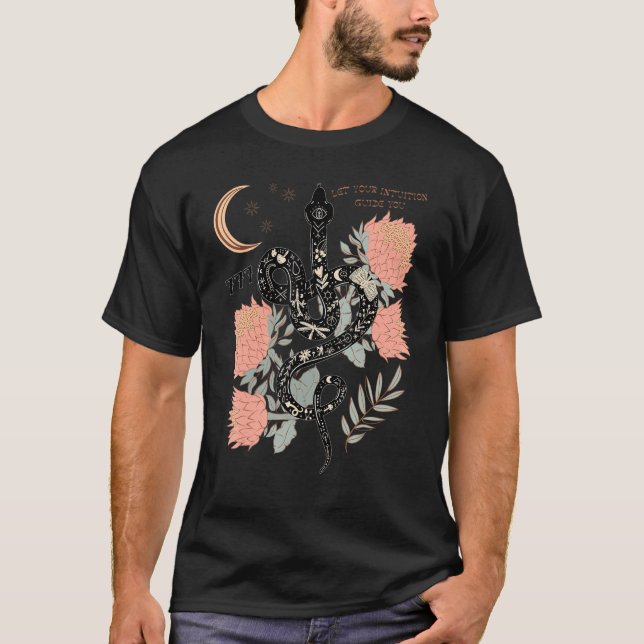 Mystical Witchy 777 Angel Number Snake Flower Aest T-Shirt (Vorderseite)