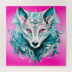 Mystical Wolf Elegant Türkis & Pink Wolf