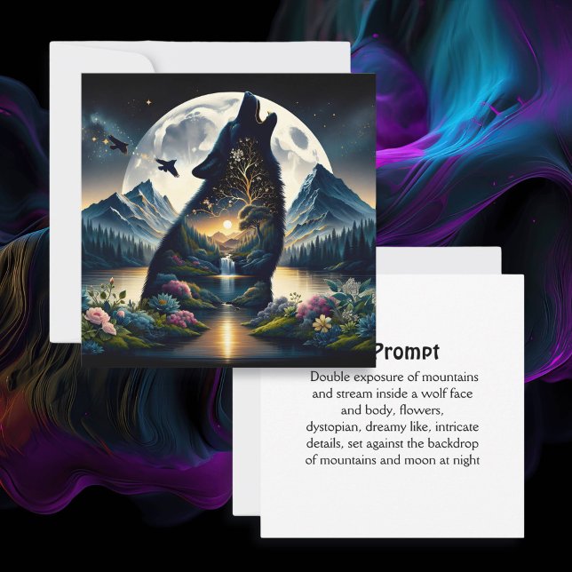 Mystical Wolf Howling auf Moon Surreal Ai Prompt (Von Creator hochgeladen)