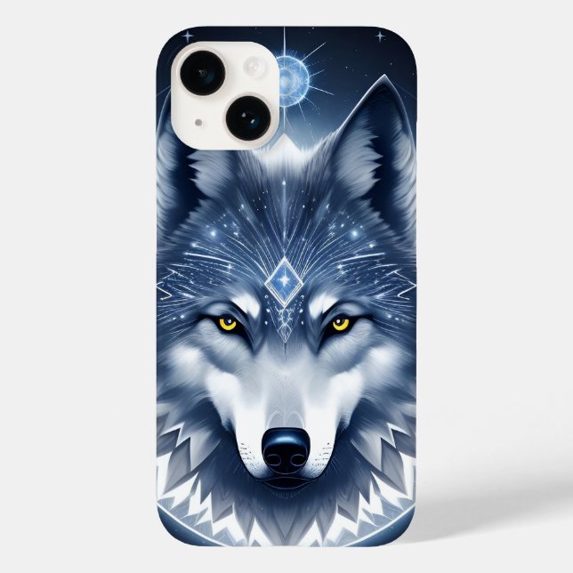Mystical Wolf Portrait Art Case-Mate iPhone 14 Hülle (Rückseite)