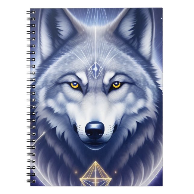 Mystical Wolf Portrait Art Notizblock (Vorderseite)