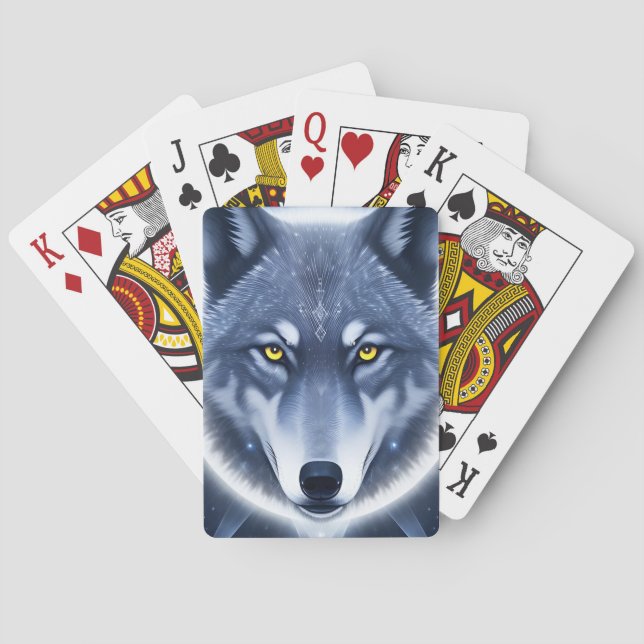 Mystical Wolf Portrait Art Spielkarten (Rückseite)