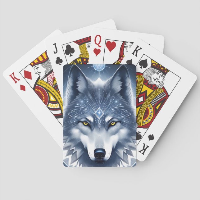 Mystical Wolf Portrait Art Spielkarten (Rückseite)
