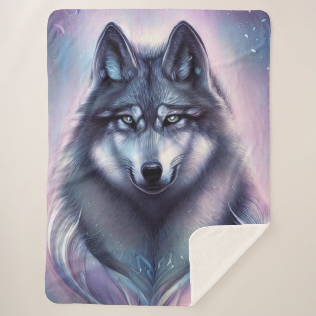 Mystical Wolf Sherpa Blanket Sherpadecke (Vorderseite)
