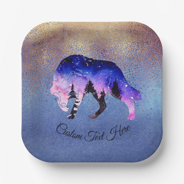 Mystical Wolf Spirit Animal Personalisiert Pappteller (Vorderseite)