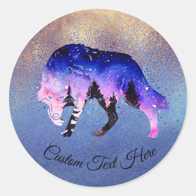 Mystical Wolf Spirit Animal Personalisiert Runder Aufkleber (Vorderseite)