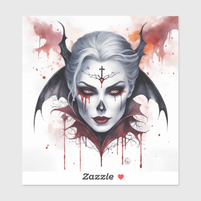 Mystical Woman Vampire Watercolor Halloween Aufkleber (Blatt)
