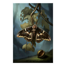 Mystical Woodland Moth Poster