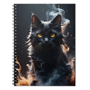 Mystifizierte schwarze Katze in einem Dunst des Ra Notizblock