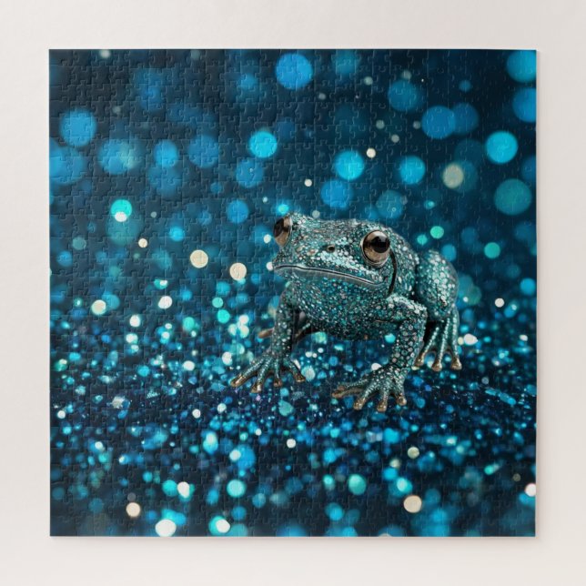 Mystik des Blue Dimentee Frog On Blue Bokeh (Vertikal)