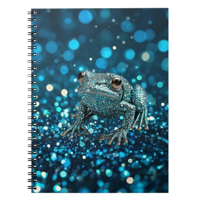 Mystik des Blue Dimentee Frog On Blue Bokeh Notizblock (Vorderseite)