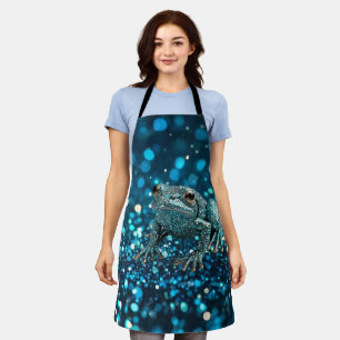 Mystik des Blue Dimentee Frog On Blue Bokeh Schürze