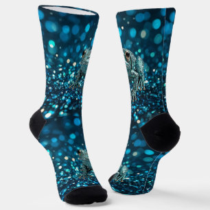 Mystik des Blue Dimentee Frog On Blue Bokeh Socken