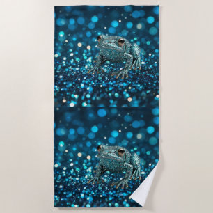 Mystik des Blue Dimentee Frog On Blue Bokeh Strandtuch