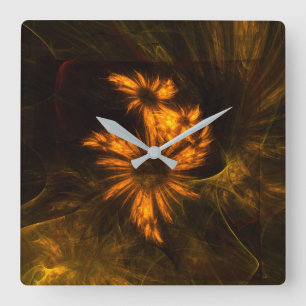 Mystik Garden Abstract Art Square Quadratische Wanduhr