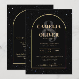 Mystique BLACK GOLD Starry Night Wedding Einladung