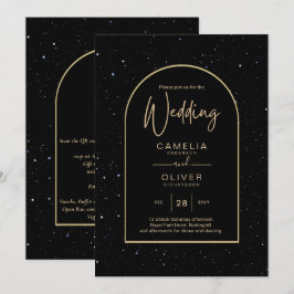 Mystique BLACK GOLD Starry Night Wedding Einladung