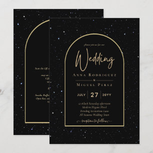 Mystique BLACK GOLD Starry Night Wedding Einladung