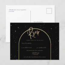 Mystique BLACK GOLD Starry Night Wedding RSVP