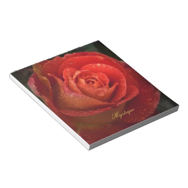 Mystique Dark Botanical Red Orange Rose Notepad Notizblock (angewinkelt)