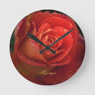 Mystique Dark Botanical Rote Orange Rose Uhr
