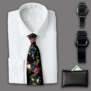 Mystique Florals Botanicals Black Monogram Krawatte