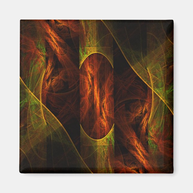 Mystique Jungle Abstrakt Art Square Magnet (Vorne)