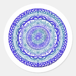 Mystisch blau, Mandala-Aufkleber Runder Aufkleber