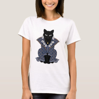 Mystisch Blaues Batik-Katzenkönigin-Grafik-T-Shirt T-Shirt