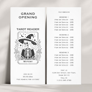 Mystisch-gotische Schwarz-Weiß-Tarot-Design Werbekarte