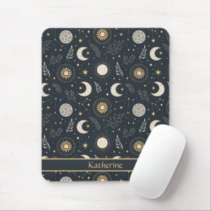 Mystisch himmlisches Mondmuster Individueller Name Mousepad