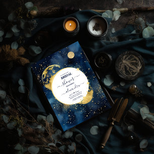 Mystisch Mitternachtsblau und Gold Wasserfarbe Bra Einladung