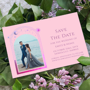 Mystisch Pink Lila Sun Moon Star Weltraumastronomi Save The Date