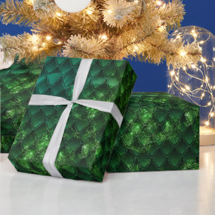 Mystisch Smaragd Fantasy Grüner Drache Schuppen Mu Geschenkpapier