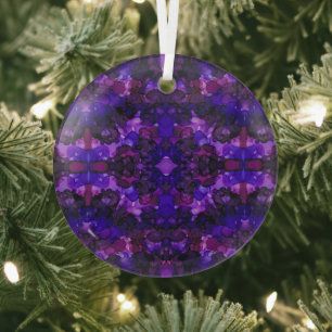 Mystische abstrakte Alkoholtinte-Kunst in Lila Ornament Aus Glas