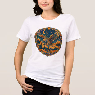 Mystische arabische Eulen-Halbmond-Wüstenkunst Tri-Blend Shirt