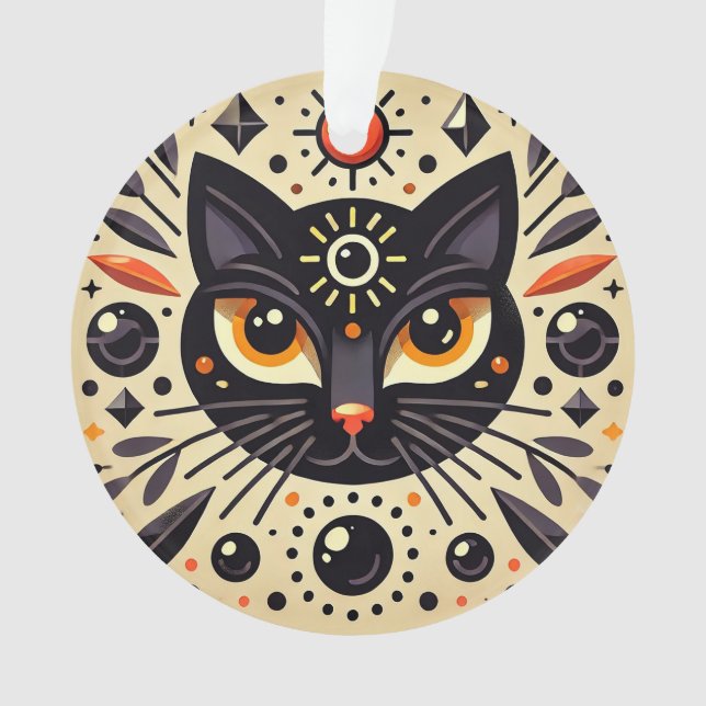 Mystische Artwork einer schwarzen Katze Ornament (Vorderseite)