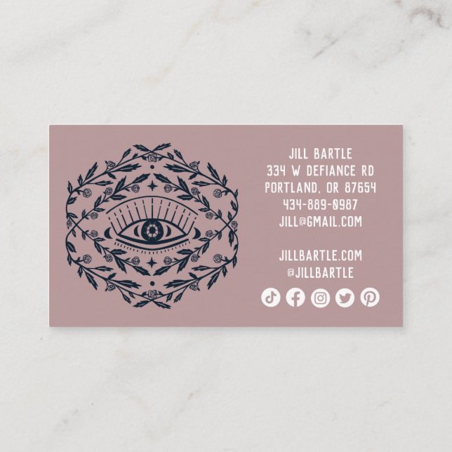 Mystische Augen und Rose Weinreben Magisches Boho  Treuekarte (Rückseite)