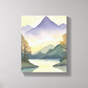 Mystische Berge   Aquarell-Landschaftsmalerei Leinwanddruck