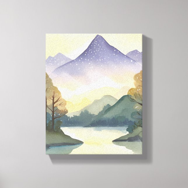 Mystische Berge | Aquarellbilder Leinwanddruck (Vorderseite)