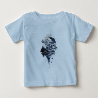 Mystische Berglandschaft Mond und geometrische Hül Baby T-shirt