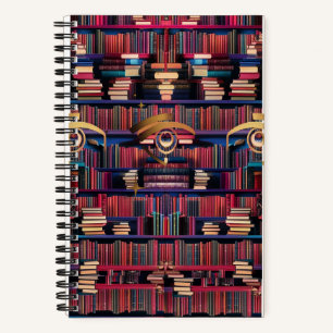 Mystische Bibliotheksaugen Spiralblock - Surreal Notizbuch